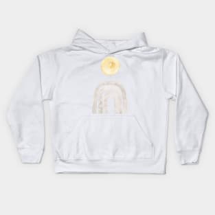 Gray and yellow boho rainbow Kids Hoodie